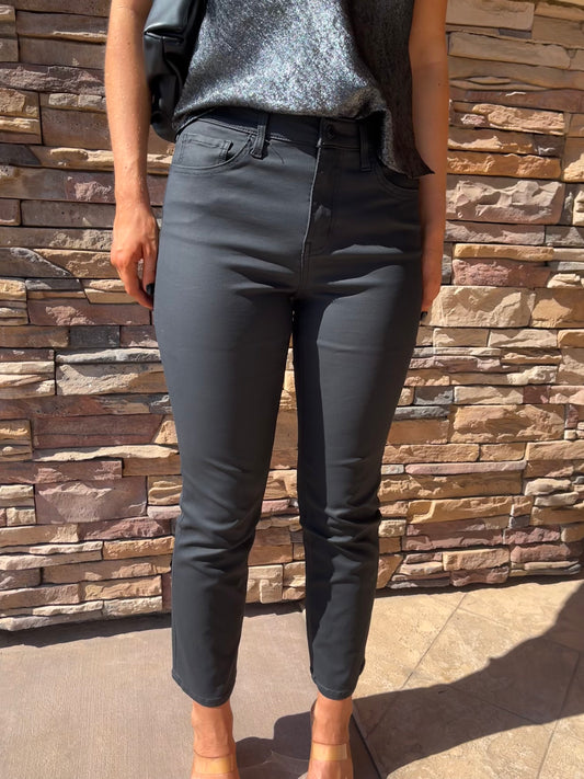Lucca Black Coated Straight Leg Jeans