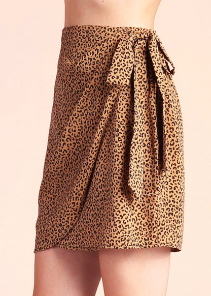 Mila Leopard Wrap Mini Skirt