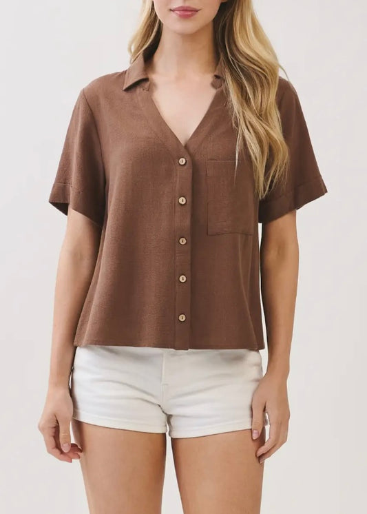 Maribel Collared Detailed Linen Shirt