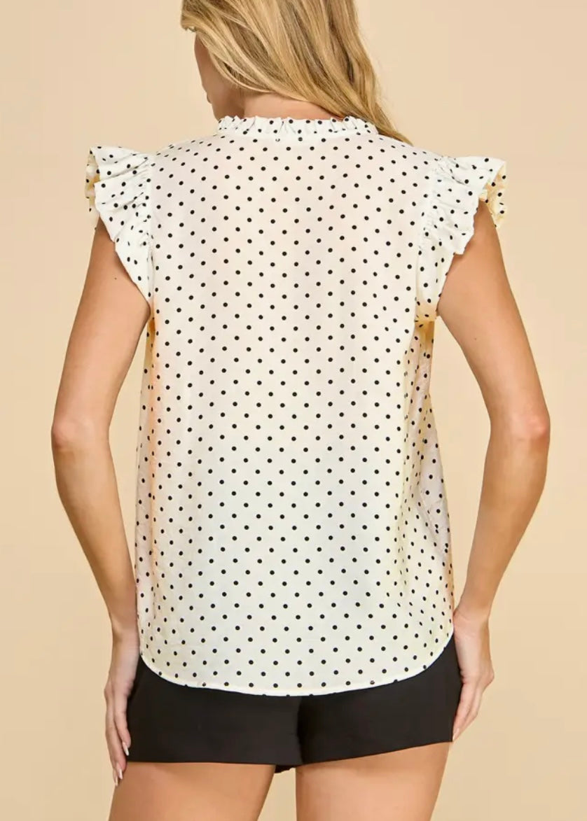 Eliana Ruffle Sleeve Polka Dot Blouse