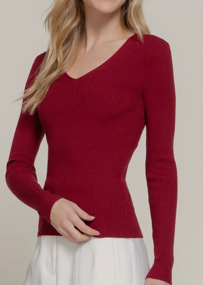 Lylah Ribbed Sweater Top