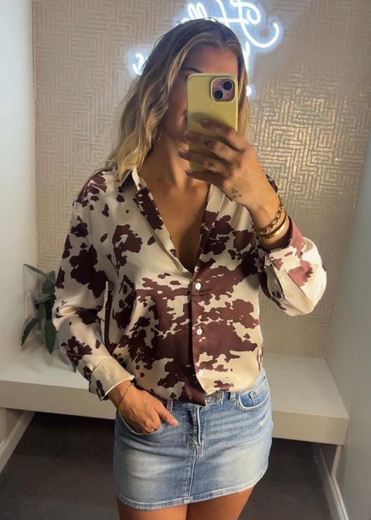 Tabbie Cow Print Blouse