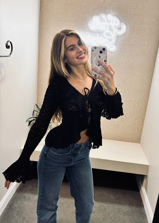 Gwen Textured Lace Ruffle Top