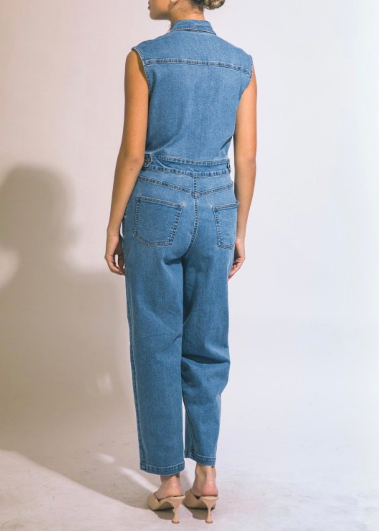 Caroline Denim Sleeveless Jumpsuit
