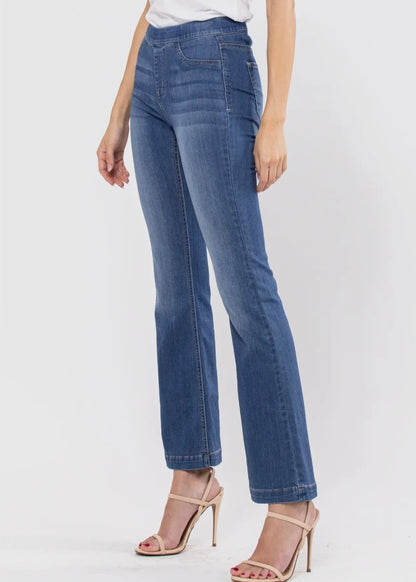 Crystal Mid Rise Flare Jegging-Petite