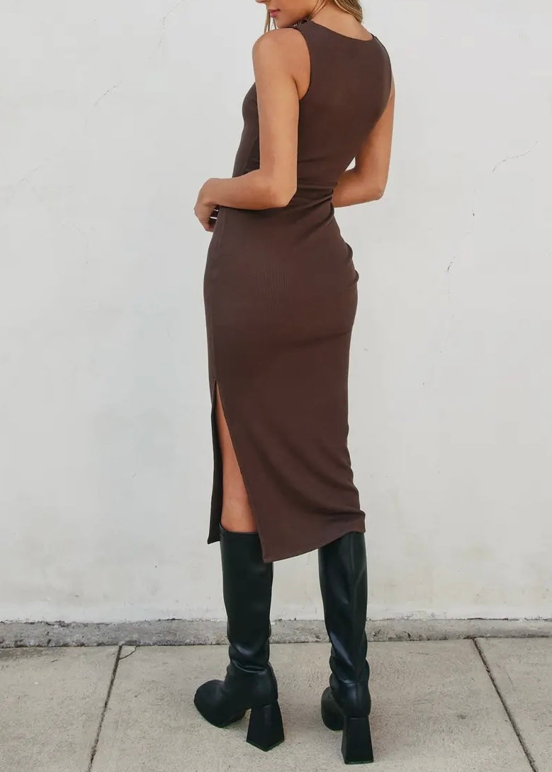 Aluma Ribbed Square Midi Dress