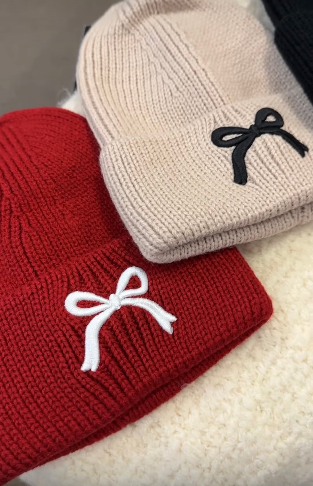 Bow Embroidered Beanie