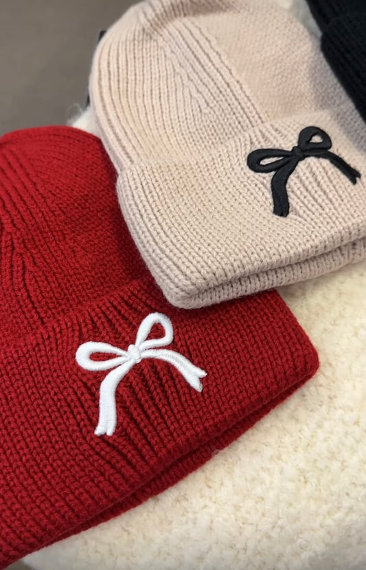 Bow Embroidered Beanie