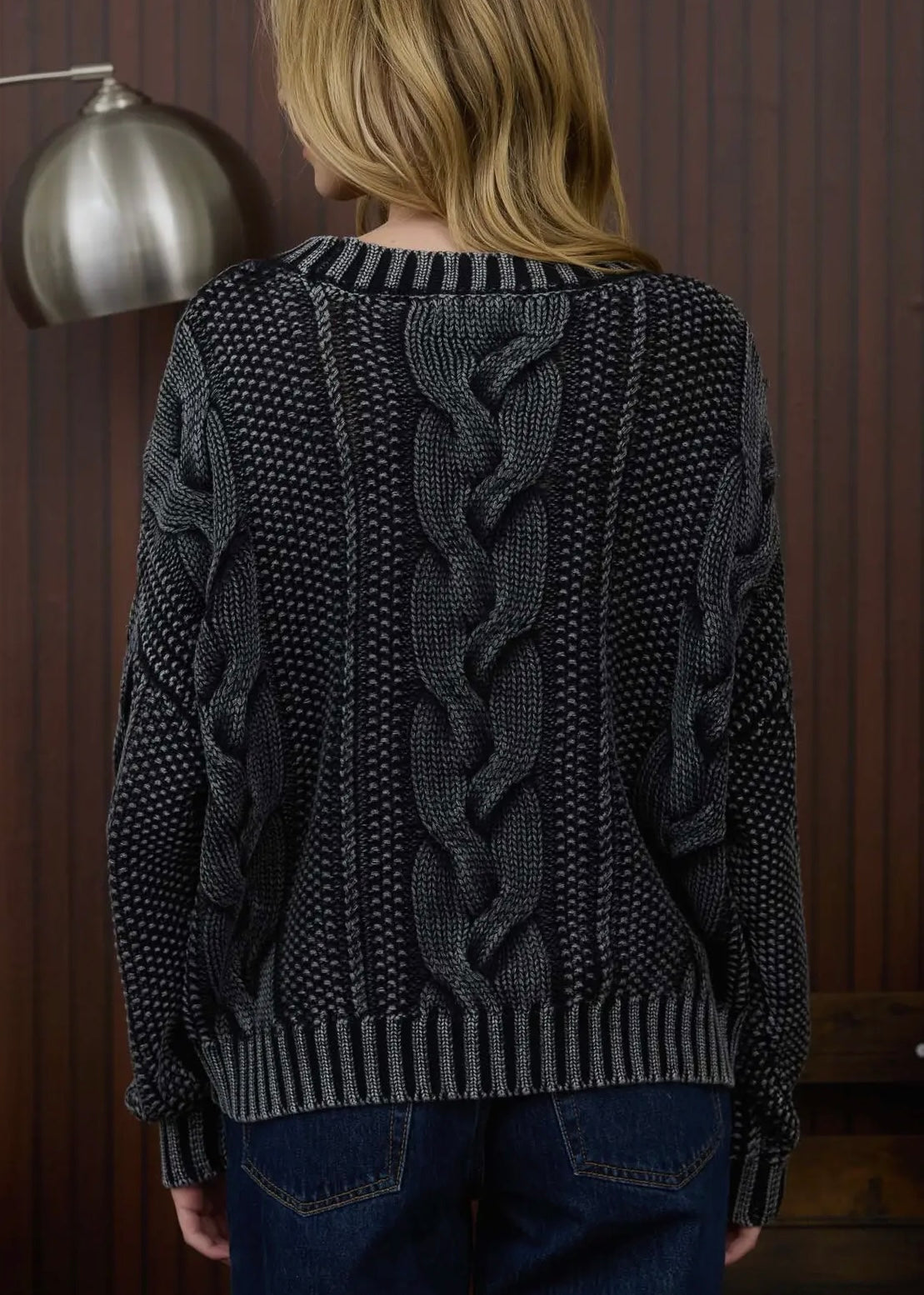 Elizah Washed Cable Knit Sweater