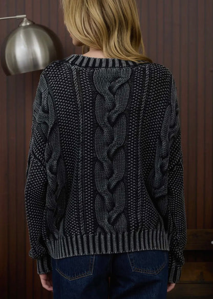 Elizah Washed Cable Knit Sweater