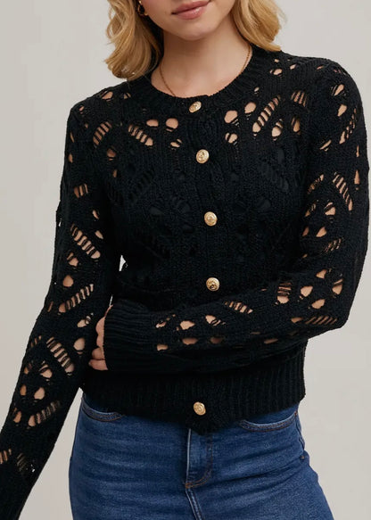 Tina Pointelle Knit Cardigan