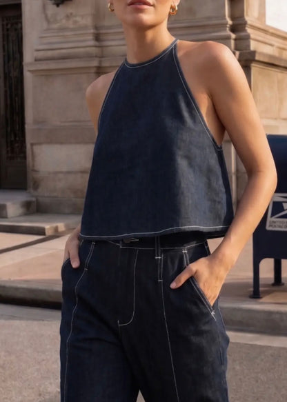 Presley Open Back Denim Top
