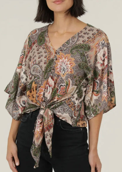 Celia Short Sleeve Front Tie Top