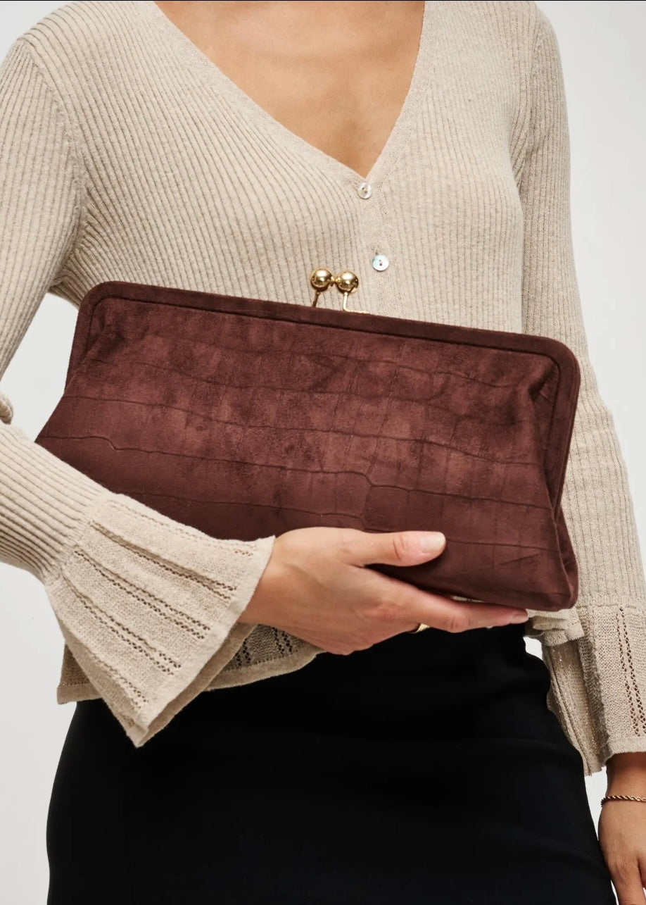Kristin Faux Suede Clutch