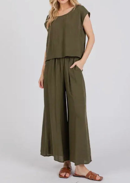 Rylie Woven Linen Top-Made in USA