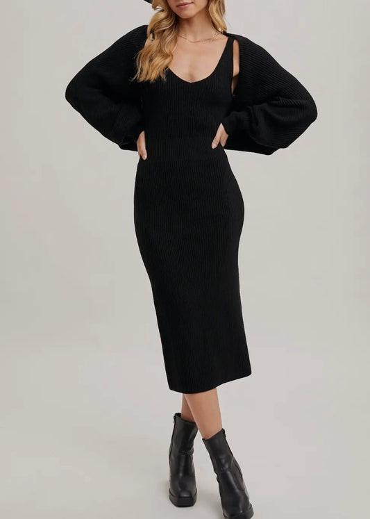 Aleena Midi Dress and Shrug Set