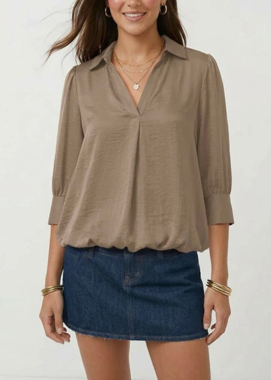 Sheila Hi-Lo Bubble Hem Blouse