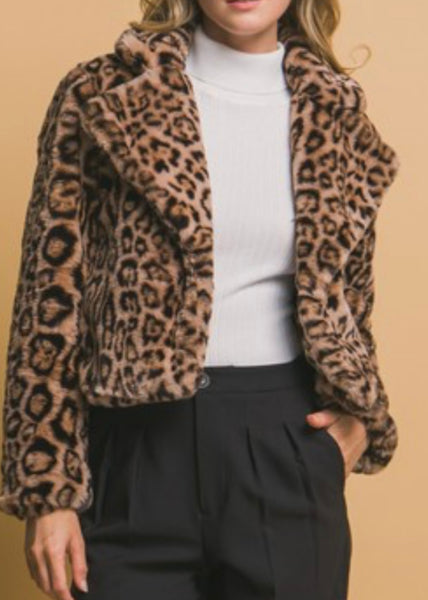 Kamryn Animal Print Fuzzy Jacket