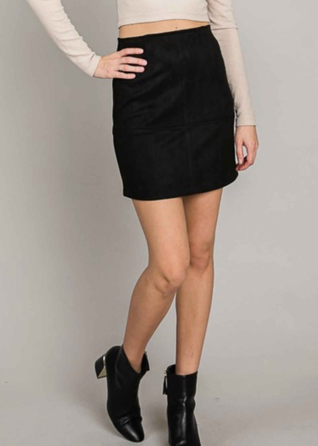 Susana Suede Cross Stitch Mini Skirt