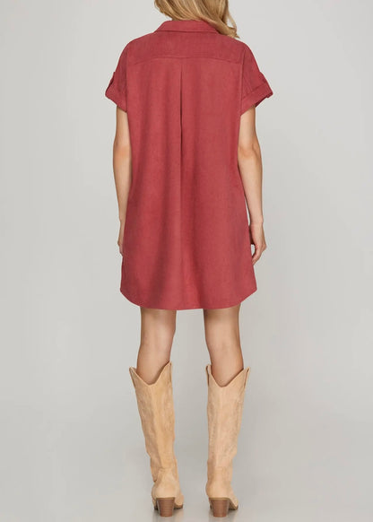 Emberlyn Suede Shirt Dress
