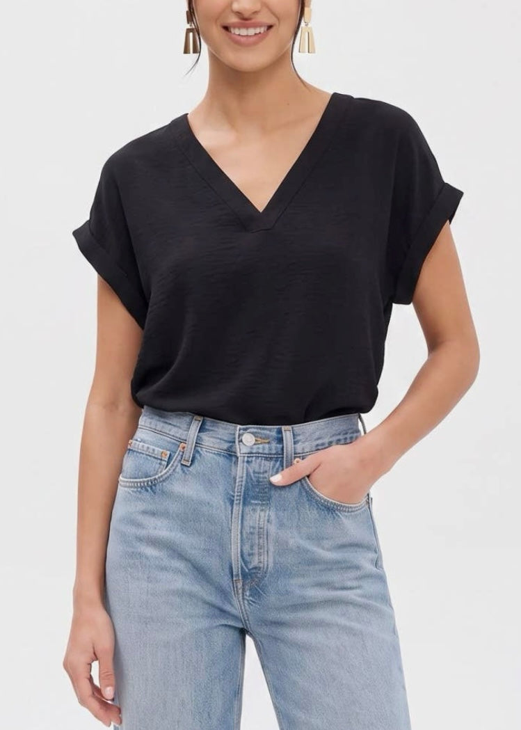 Adeline Short Sleeve V-Neck Relaxed Fit Blouse