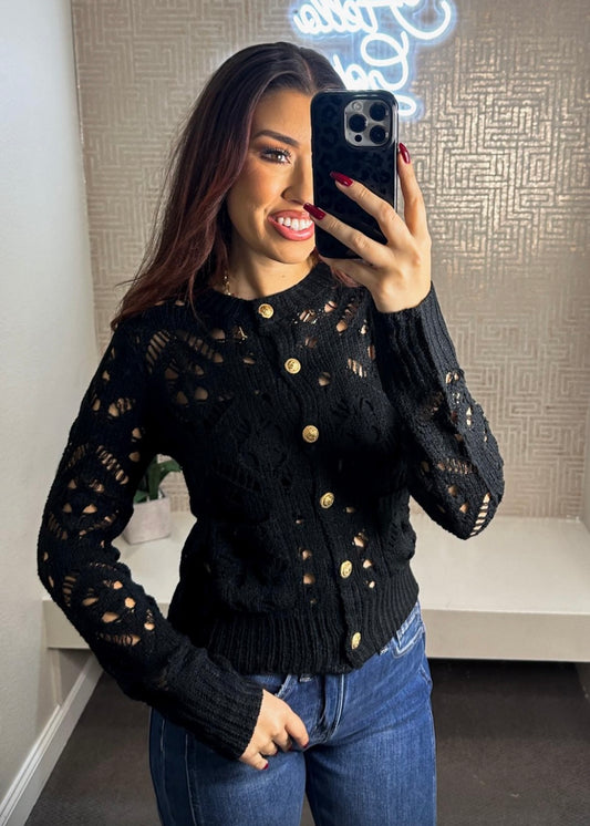 Tina Pointelle Knit Cardigan