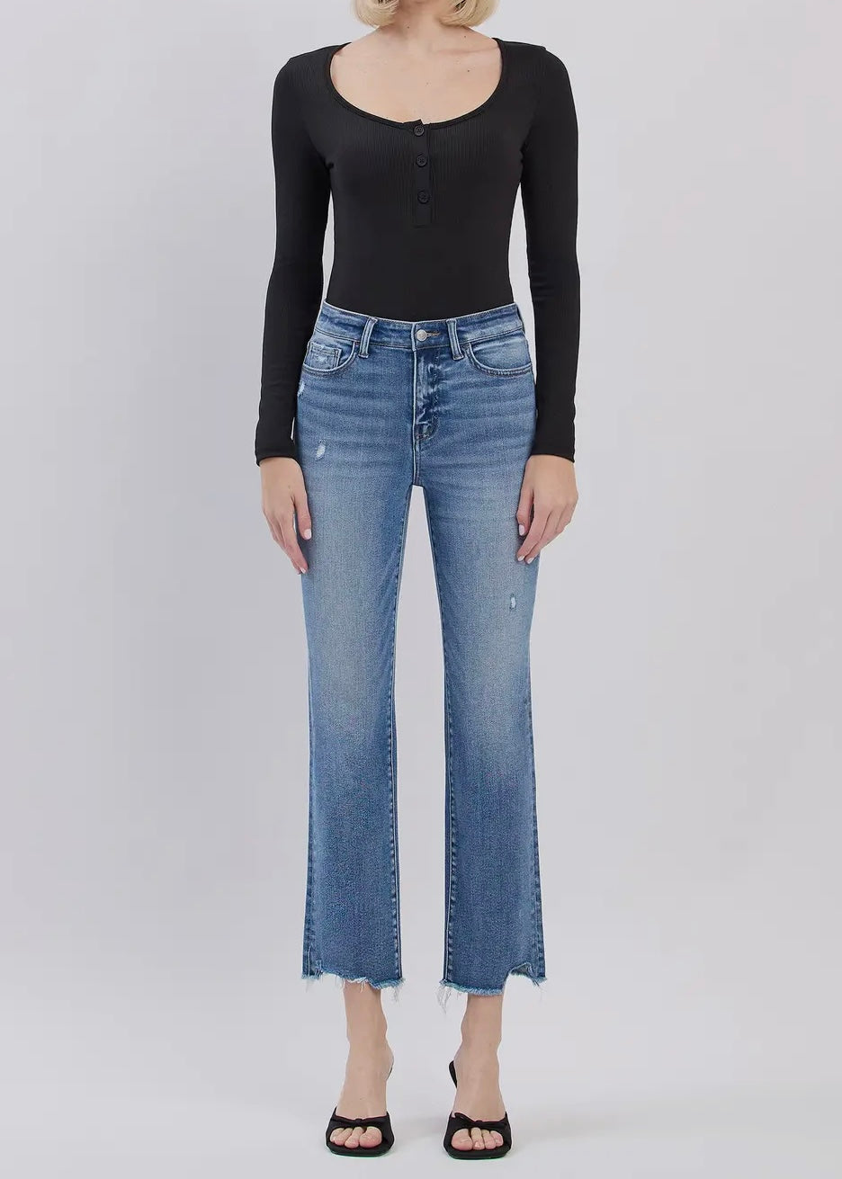 High Rise Slim Straight Denim