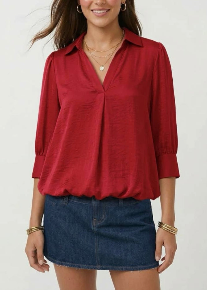 Sheila Hi-Lo Bubble Hem Blouse