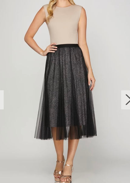 Into The City Glitter Midi Skirt