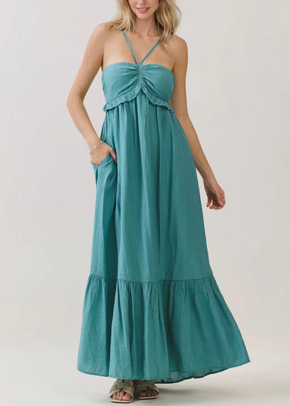 Arlette Halter Neck Tiered Maxi Dress