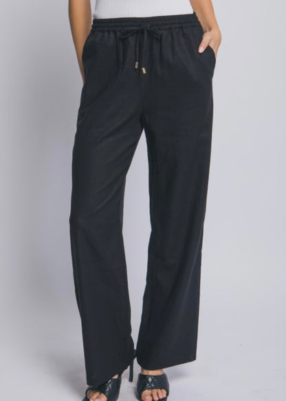 Fayla Linen Wide-leg Pull-On Pants