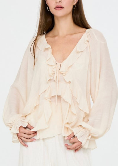 Serena Long Sleeve Ruffle Blouse