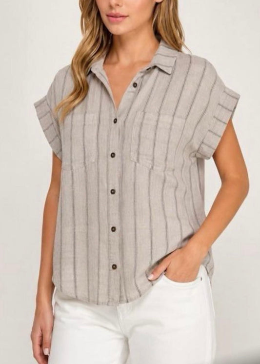Noel Striped Button Up Shirt