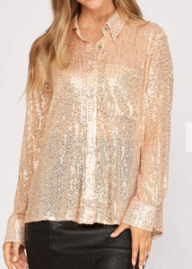 Rachel Sequin Button Down Shirt