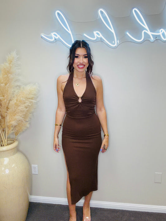 Sunlit Maxi Halter Dress
