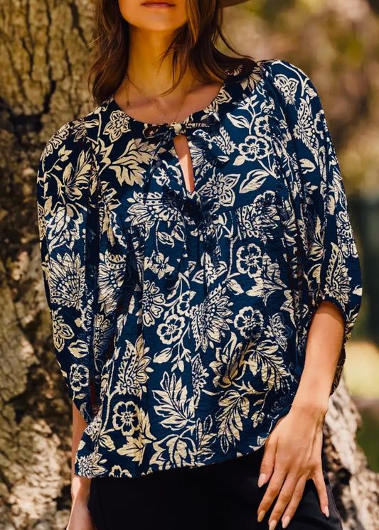 Ariel Sleeve Blouse With Front Tie