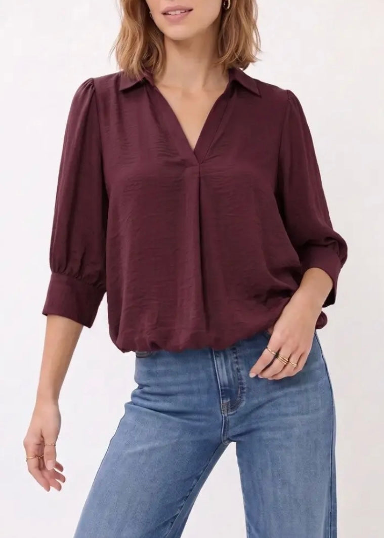 Sheila Hi-Lo Bubble Hem Blouse
