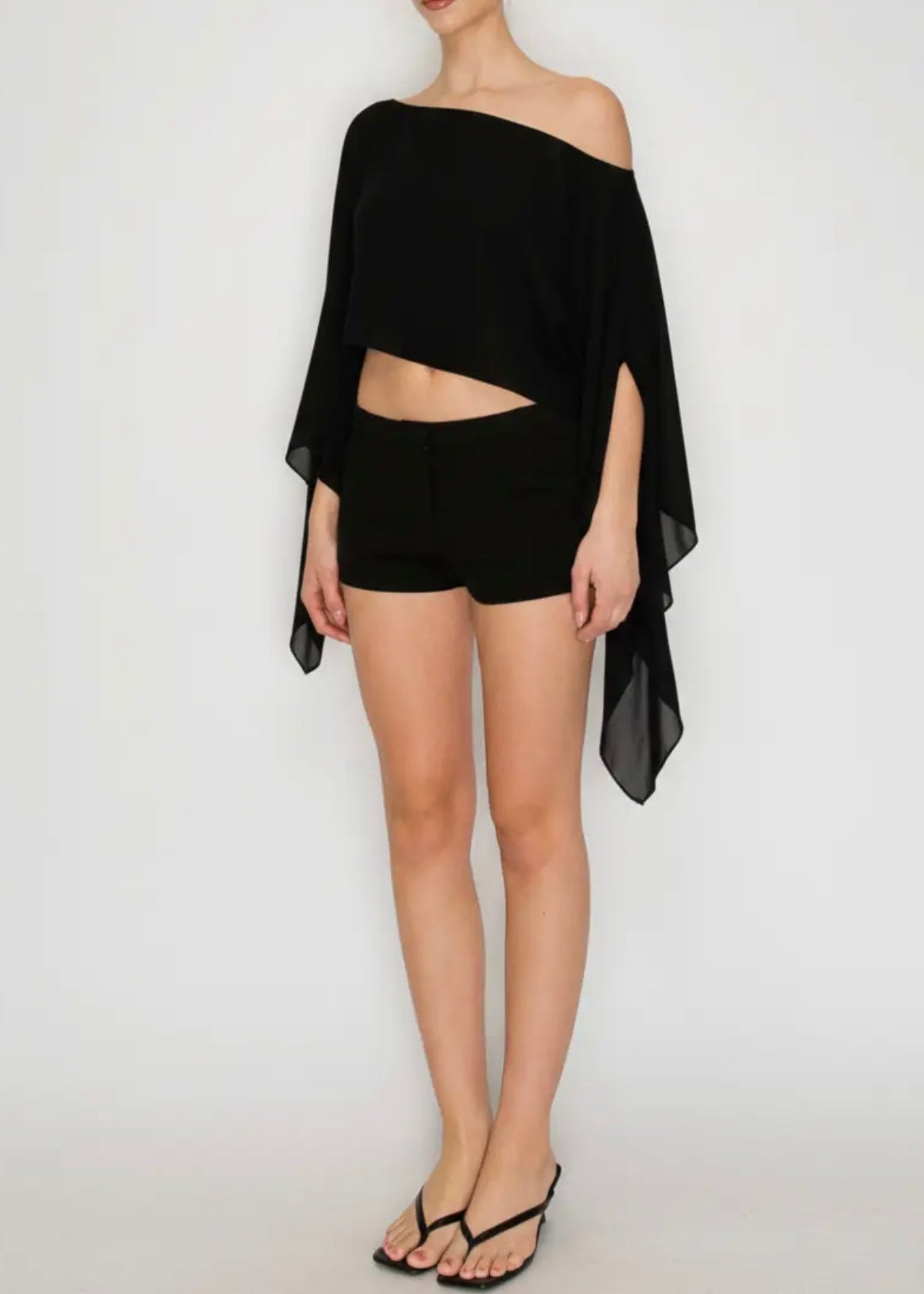 Asiana Sheer Drape Crop Top