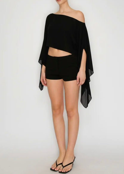 Asiana Sheer Drape Crop Top