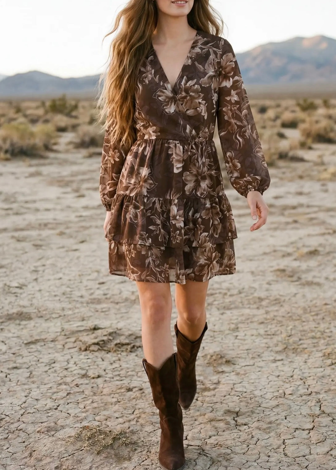 Karley Long Sleeve Tiered Dress