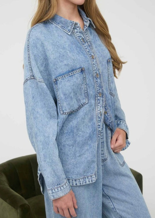 Keren Chambray Button Down Top