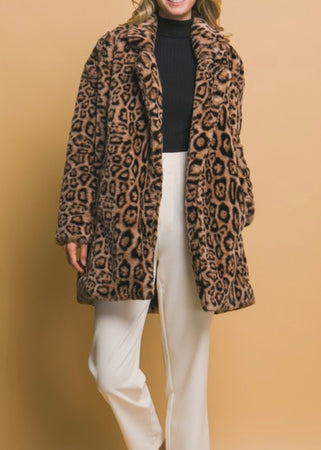 Leona Leopard Faux Fur Jacket