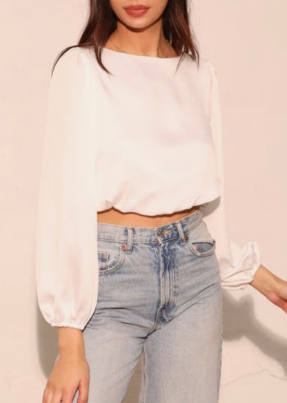 Kaelie Satin Long Sleeve Top