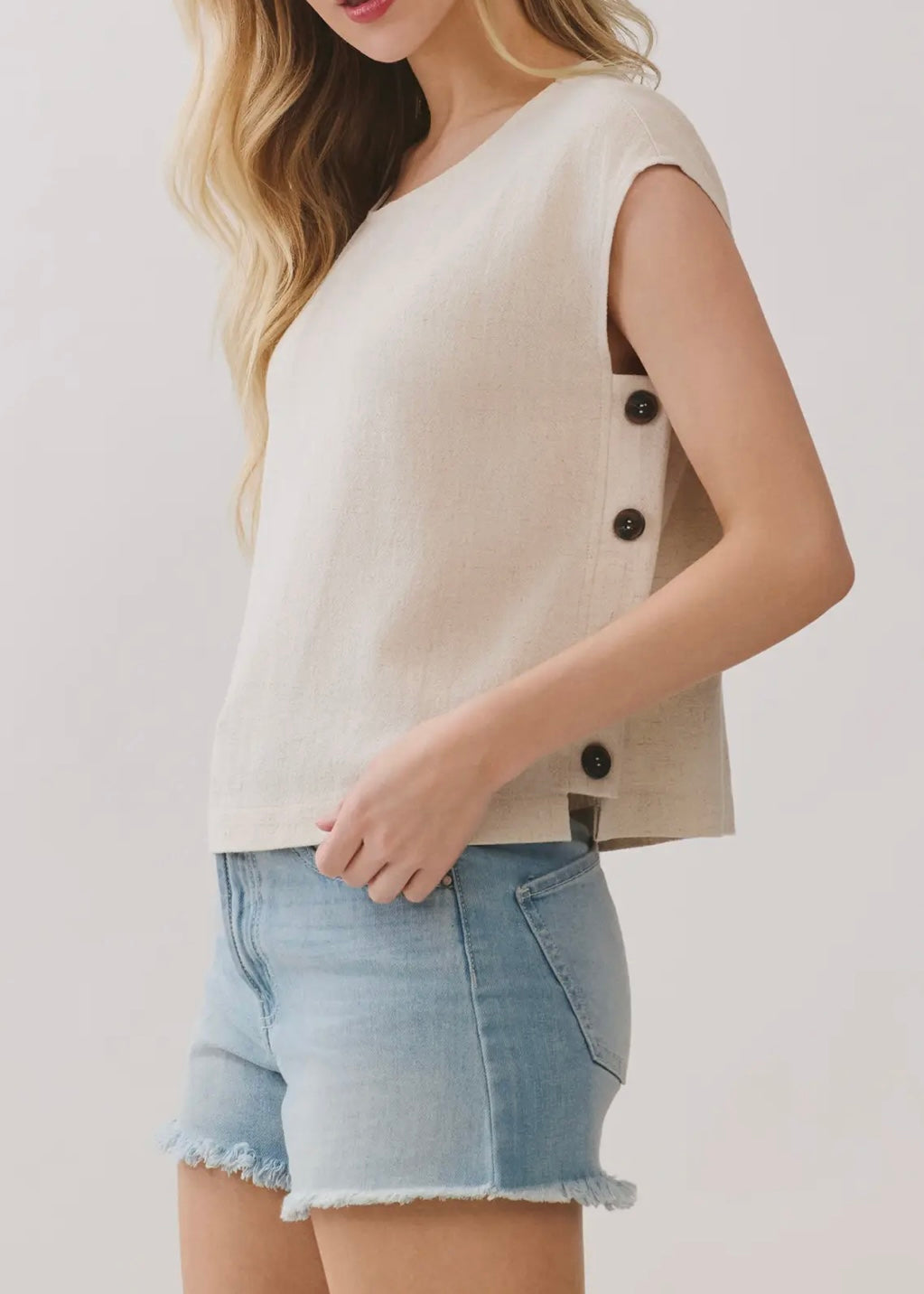 Lianne Side Button Crop Top