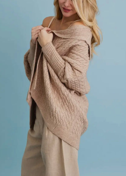 Cable Knit Oversized Poncho Cardigan