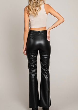 Candice Pleather Flared Trousers