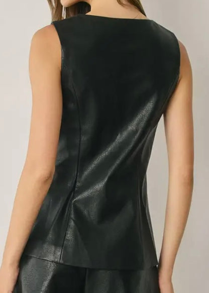 Shanna Faux Leather Vest Top