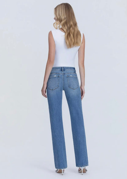Skye Mid Rise Full Length Straight Jeans