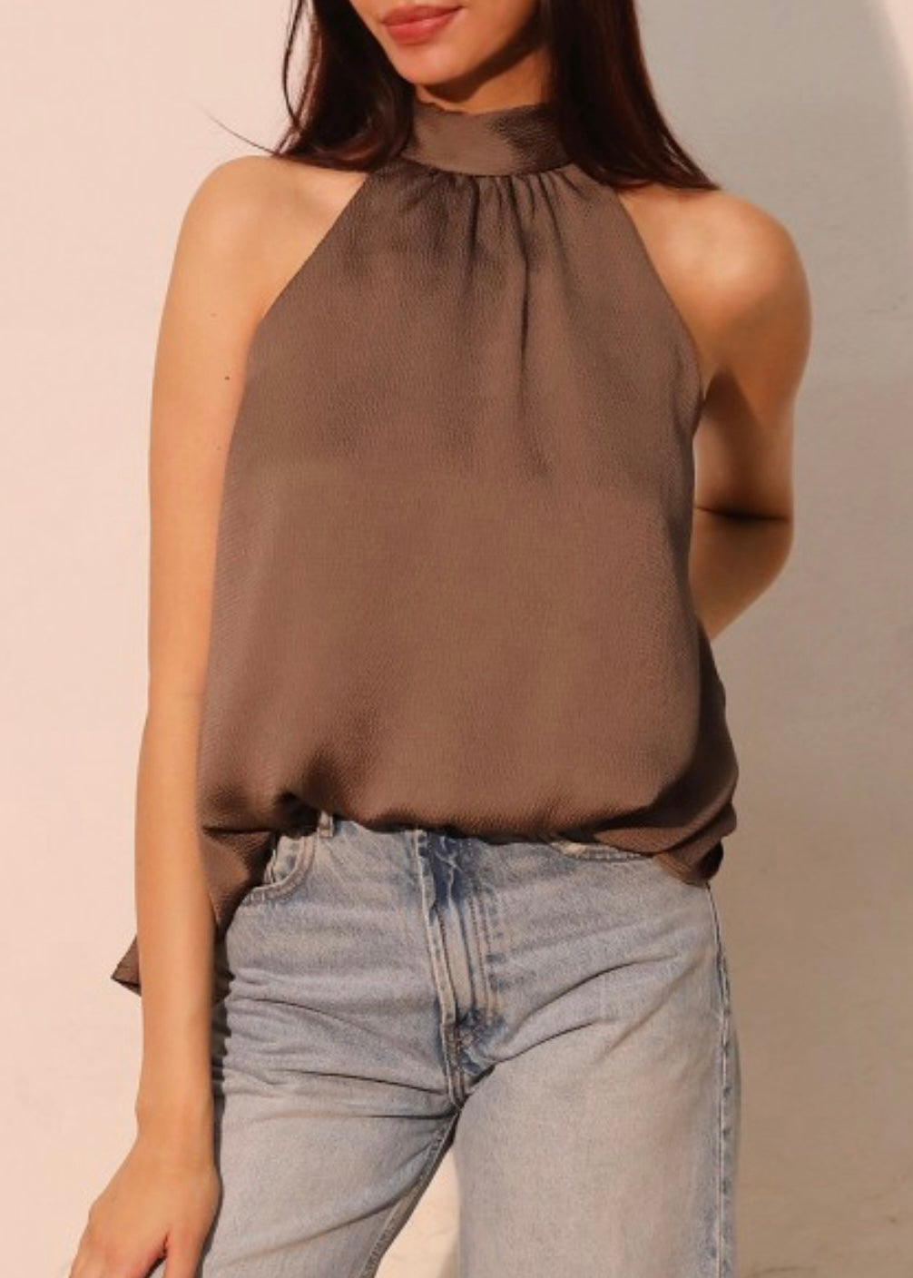 Brielle Satin Halter Bubble Top