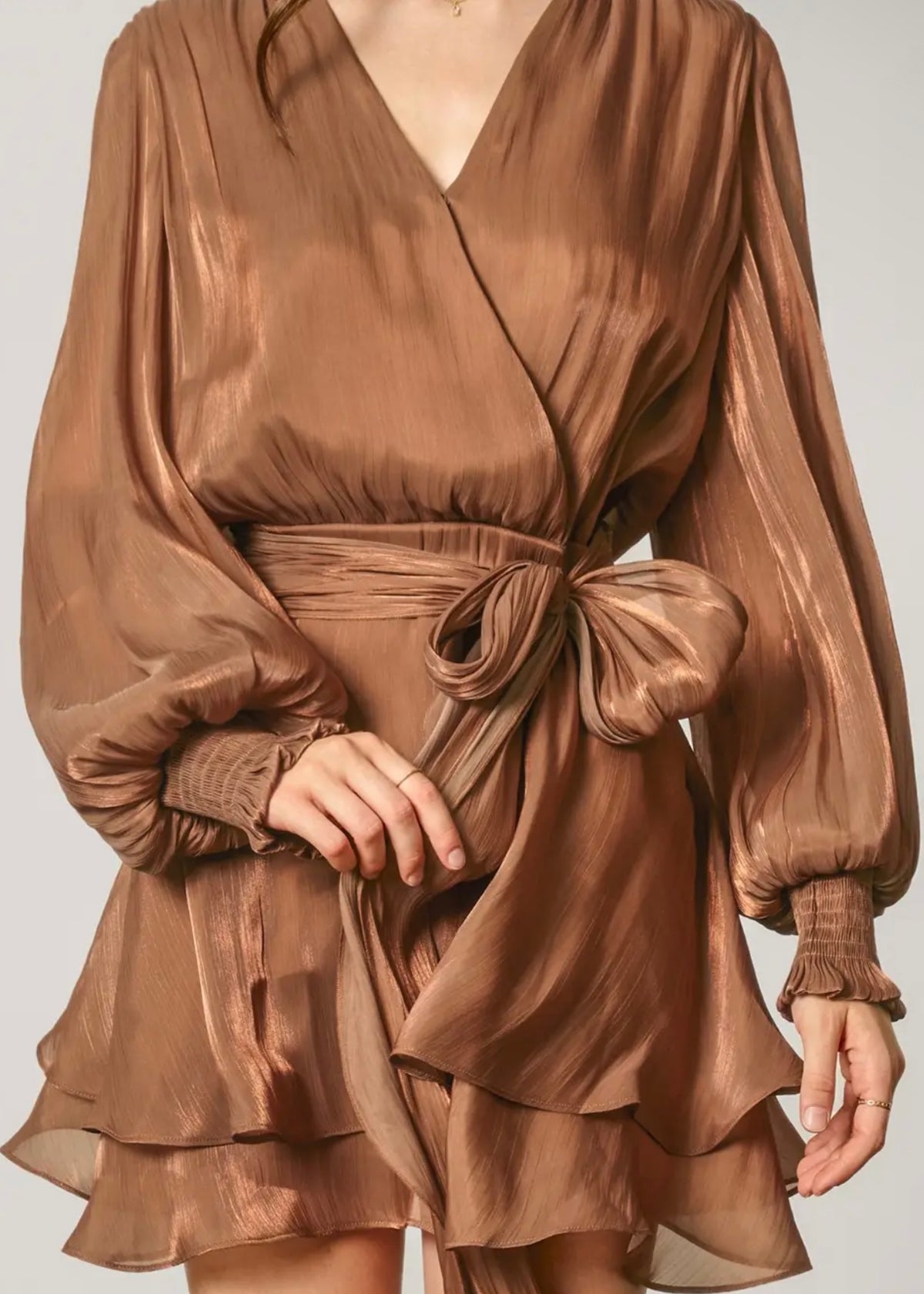 Stassi Shimmering Surplice Dress